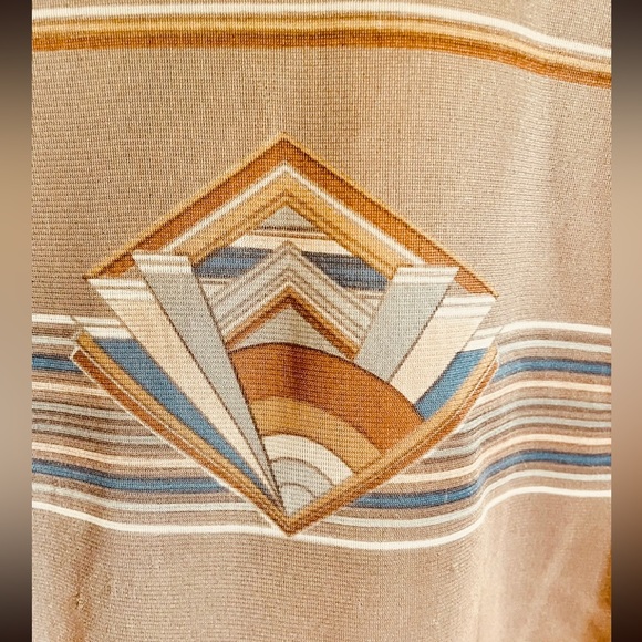 Vtg 60s 70s Disco Shirt Polyester Dagger Collar Kennington LTD Mens Large Brown - Picture 9 of 10